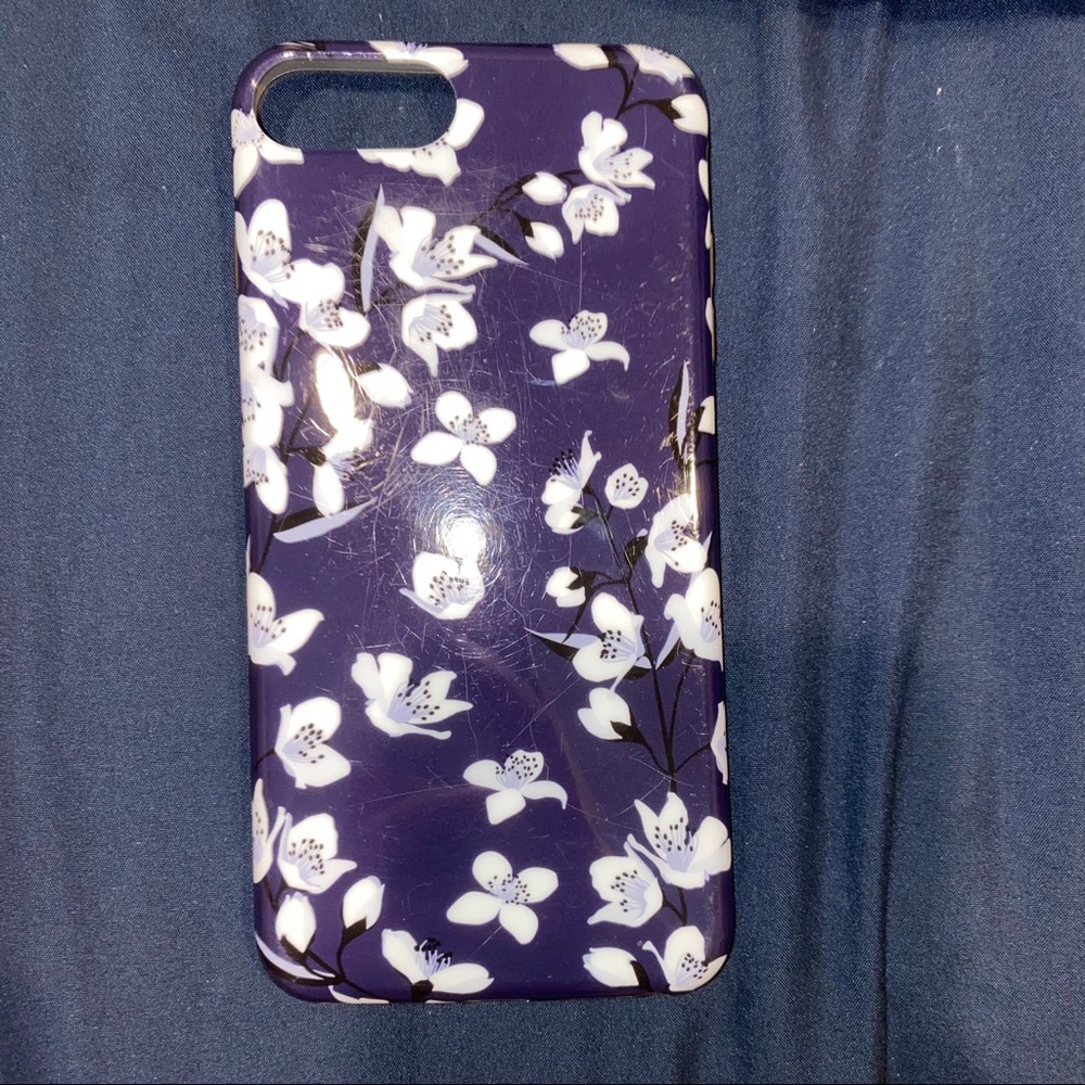 Blue iPhone 8+ case with white flowers